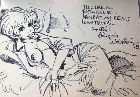 Walthéry, François - Dessin original - Natacha -Â Pour Marcel RemacleÂ ... Admiration depuis longtemps... - (1981) | Catawiki