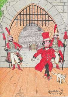 Wasterlain, Marc - Dessin original en couleur - Docteur Poche d’après Hergé (2018) | Catawiki