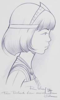 Leloup | Yoko Tsuno, illustration au crayon bleu sur feuill… | Banque Dessinée