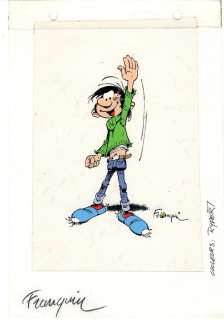 Gaston - Mise en couleurs originale avec film noir  pour une CP + CP  (années ’90) | Catawiki