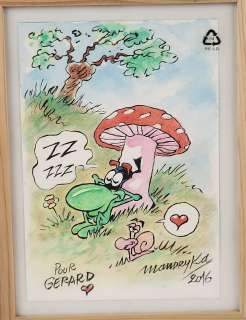 Nikita Mandryka (1940-2021), Le Concombre Masqué, Dessin Dédicacé Encre de Chine Et Aquarelle Sur Papier, Signé Et Daté 2016 En Bas À Droite, Dim. 21 X 14,5 Cm. |  | misc / divers