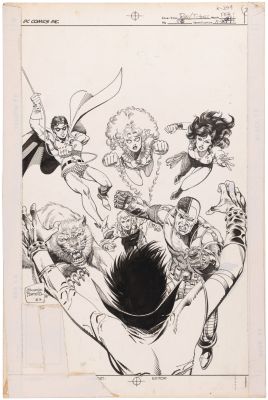 TALES OF THE TEEN TITANS #86 COMIC BOOK COVER ORIGINAL ART BY EDUARDO BARRETO. | Hake’s