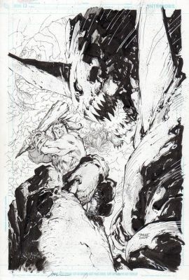 Jim LEE - Copertina (cover) originale per World of Warcraft 3, Jim Lee sketch variant edition. Cm.28 x 43. DC COMICS USA. Anno 2007. All by Jim Lee. Signed and dated by the artist.