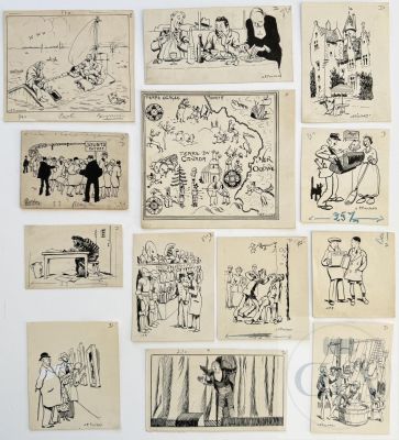 Pinchon / Collection de 24 Dessins Réalisés Pour Le Journal Hebdomadaire Jeunesse "Benjamin". Encre de Chine Vers 1930. Rare. Tbe. Formats Divers. |  | Dagoty