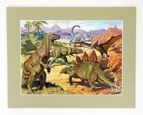 Payne Roger Belle... | PAYNE Roger Belle illustration sur la préhistoire Gouache... | Vermot et Associés