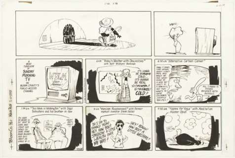 153: Breathed Bloom County Sun 1988 original comic art | Russ Cochran