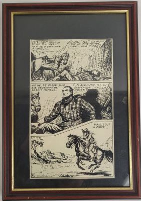 Bobdan - Planche de Bande Dessinée Pour Bill Tornade Vers 1950. Dessin Au Feutre Noir. 240/140 Mm. | Lot 342 : | misc / divers