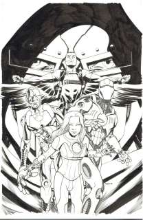Mike McKone | Ultimate Ff 01 Cover Sue Storm Tony Stark Machine Man Sam Wilson | TDArt