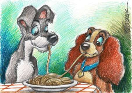 Lady and the Tramp - Original Drawing - Joan Vizcarra - Art original | Catawiki