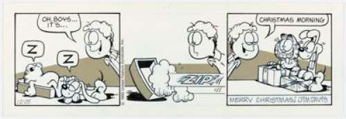 Jim Davis | Garfield Daily Christmas Day Comic Strip Original Art dated 12-25-90 (United Feature Syndicate, 1990).... | Heritage
