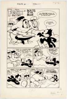 Oriolo, Joe - Joe Oriolo Pat Sullivan‘s Felix the Cat #66 Complete 5-Page Story "Bolts in the Blue" Original Art (Harvey, 1955).... (Total: 5 Original Art)
