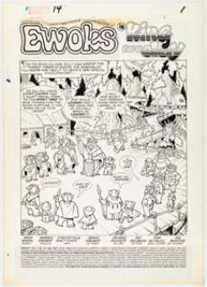 Kremer, Warren | Warren Kremer, Jon D’Agostino, and Jacqueline Roettcher The Ewoks #14 Splash Page 1 Original Art (Marvel/Star, 198... | Heritage