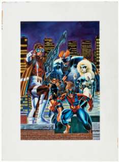 Gary Cody - John Byrne‘s Next Men Trade Paperback #3 Fame Cover Painting Original Art (Dark Horse, 1994)...