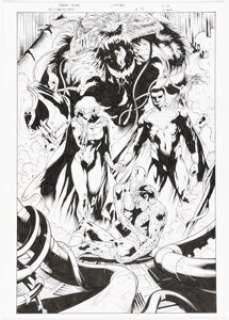 Guillermo Ortego [Robson Rocha printed blue lines] - Earth 2: World‘s End #15 Splash Page 20 Original Art (DC, 2015)...