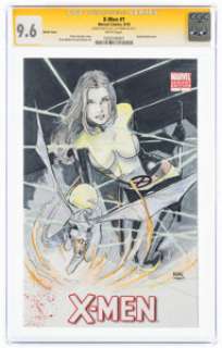 Clay Mann - X-Men #1 Sketch Cover - Signature Series Original Art (Marvel, 2010) CGC NM+ 9.6 White pages....
