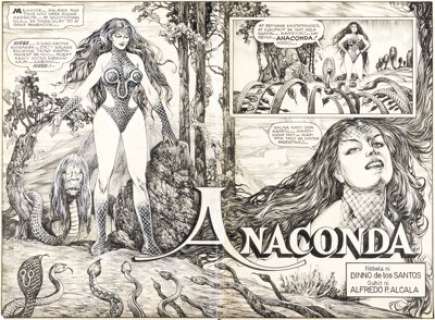 Alfredo Alcala | Holiday #375 "Anaconda" Double Page Spread 1-2 Original Art (Gasi, 1976). | Heritage