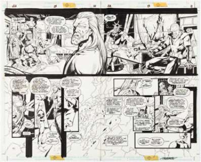 Howard Porter and John Dell JLA #13 Double Page Spread 10-11 Original Art (DC, 1997). | Heritage