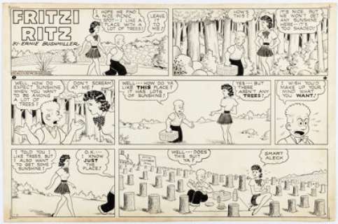 Ernie Bushmiller Fritzi Ritz Sunday Comic Strip Original Art dated 7-23-39 (United Features Syndicate, 1939). | Heritage