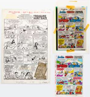 Dan DeCarlo and Jim DeCarlo (attributed) Josie and the Pussycats #94 Archie Hostess Twinkies Complete 1-Page Ad "Treasure Hunt Race" Original Art and Color Production Materials Group of 3 (Archie, 1976). (Total: 3 Original Art) | Heritage