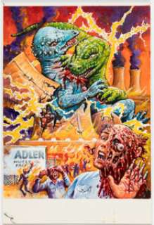XNO 1988 Topps Dinosaurs Attack Card #44 "Meltdown!!" Painting Original Art (Topps, 1988). | Heritage