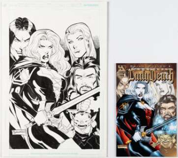 Di Amorim and Rob Lean Brian Pulido‘s Medieval Lady Death #1 Cover Original Art (Avatar Press, 2005). (Total: 2 Original Art)