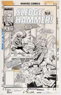 Alex Saviuk and Joe Sinnott Sledge Hammer! #2 Cover Spider-Man Original Art (Marvel, 1988). | Heritage