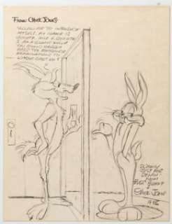 Chuck Jones - Wile E. Coyote meets Bugs Bunny Illustration Original Art (1986). | Heritage