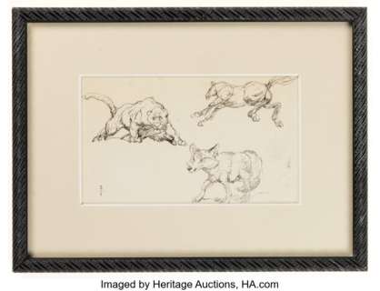 Frank Frazetta - Animals Sketch Page Original Art (undated). | Heritage