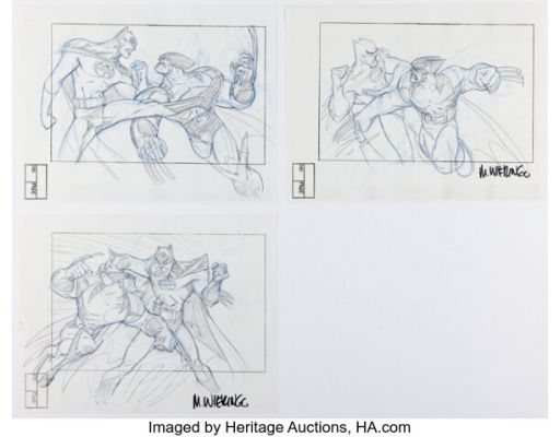 Mike Wieringo Wizard Magazine #89 "Last Man Standing" Batman vs. Wolverine Illustrations Original Art Group of 3 (Wizard, 1998). (Total: 3 Original Art) | Heritage