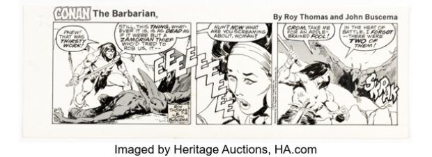 John Buscema Conan the Barbarian Daily Comic Strip Original Art dated 9-16-78 (Register and Tribune Syndicate, 1978). | Heritage