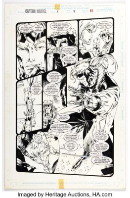 Ed Benes and Mike Sellers Captain Marvel #1 Genis-Vell Story Page 8 Original Art (Marvel, 1995).