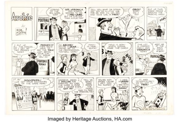 Bob Montana Archie Sunday Comic Strip Original Art dated 10-10-54 (McClure Newspaper Syndicate, 1954). | Heritage