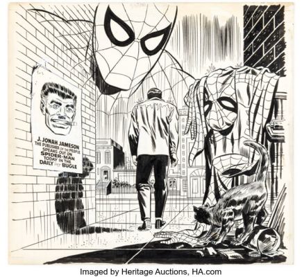 Larry Lieber Mighty Marvel Comics Calendar 1978 May Spider-Man Illustration Original Art (Marvel, 1977). | Heritage