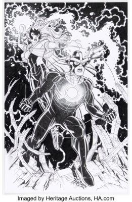 Nick Bradshaw - Havok and Polaris Illustration Original Art (c. 2010s).