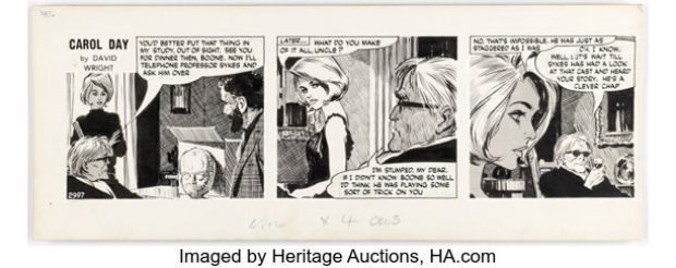 David Wright Carol Day #2997 Daily Comic Strip Original Art (London Daily Mail, 1966). | Heritage