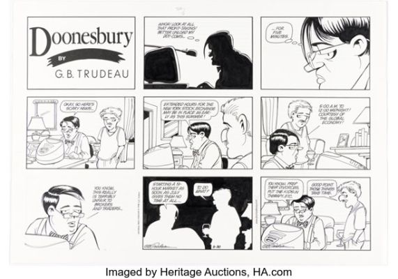 Garry Trudeau Doonesbury Sunday Comic Strip Original Art dated 5-30-99 (Universal Press Syndicate, 1999). | Heritage