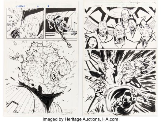Lewis LaRosa and Scott Koblish Citizen V and the V-Battalion: The Everlasting #2 Story Pages 8-9 Original Art (Marvel, 2002). (Total: 2 Original Art)