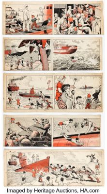Paddy Brennan The Beano - Shipwrecked Circus Illustrations Original Art Group of 5 (D.C. Thomson, 1957). (Total: 5 Original Art)