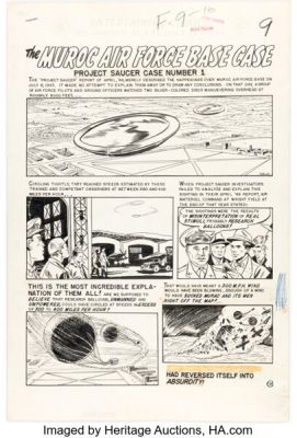 Joe Orlando Weird-Science Fantasy #26 "The Muroc Air Force Base Case" Complete 1-Page Story Original Art (EC, 1954). | Heritage