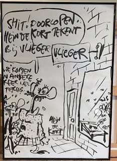 Hein de Kort - Zeer grote originele tekening - ‘Boekhandel Vlieger‘ - (ca. 2000) 