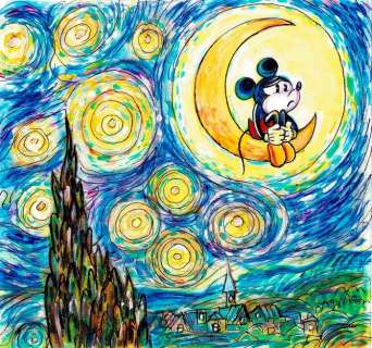 Mickey Mouse inspired by Van Gogh - Unique Signed Giclée - Tony Fernandez - Sur toile | Catawiki