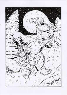 Bas Heymans - Uncle Scrooge - Santa Claus - Art préliminaire original | Catawiki