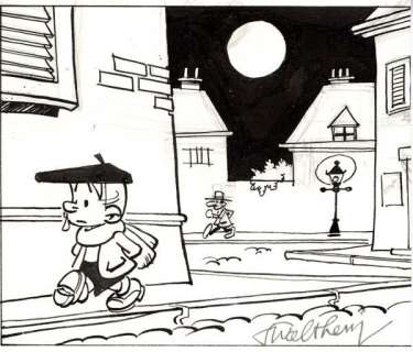 Peyo | Benoît Brisefer, encre de Chine pour une case ret… | Banque Dessinée