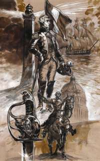 Lemercier, Gwendal - Illustration originale - Portrait de Lafayette | Catawiki