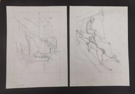 LEPAGE Deux crayonnés à la mine de plomb "les Voyages d’Anna".… | Laval Enchères