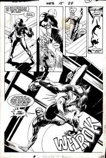 Kyle Baker Mike Harris - web of spider-man #15 p 15 splash (spider-man vs very first chance! ) 1986
