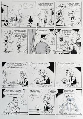 Janvier / Lucky Luke. Planche Orignale N°3 de L’histoire "La Bonne Aventure" Illustrant Ll Qui Rend Visite À Madame Irma…Publiée Dans Le Journal Télé Star En 1986 Et Puis Dans L’album T56 "Le Ranch Mausit". Belle Qualité D’exécution Très Fidèle Au Style Du Maître Morris. Encre de Chine Signée Vers 1986. Tbe+.55 X 40 Cm | Lot 422 : Janvier / Lucky Luke. Planche orignale n°3 de l’histoire "La bonne… | Dagoty