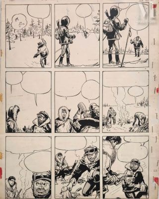 Jije (Joseph Gillain), Dit (1914-1980) | Lot 59 : Jerry Spring, Tome 6, La Piste du Grand Nord, Planche 23 (Dupuis,… | Millon