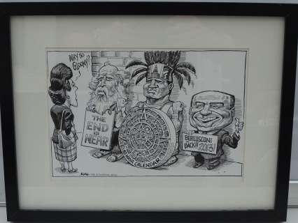 KAL: THE ECONOMIST 2012 - Black and white - Framed and Glazed Original Satirical Cartoon Artwork | Excalibur Auctions