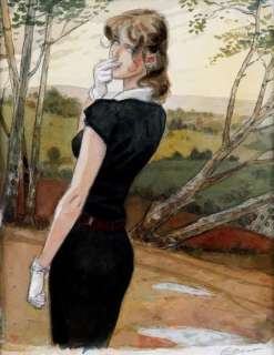 Gibrat Jean Pierre | Grande aquarelle représentant Jeanne dans un décor... | Vermot et Associés